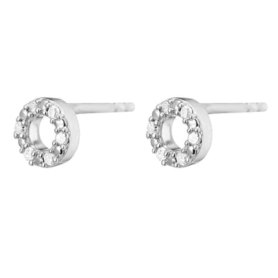 Una Diamond Halo Stud Earrings, Sterling Silver