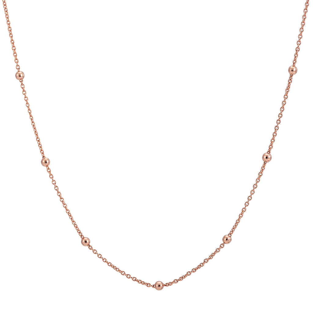 16-18" Beaded Chain, Rose Gold Vermeil