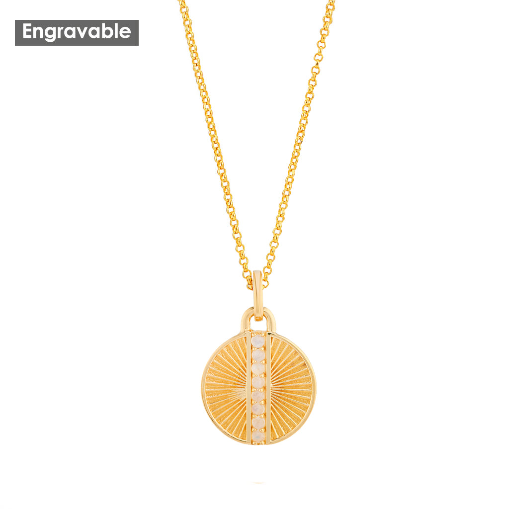 Fina Round Pendant with Moonstone, Gold Vermeil