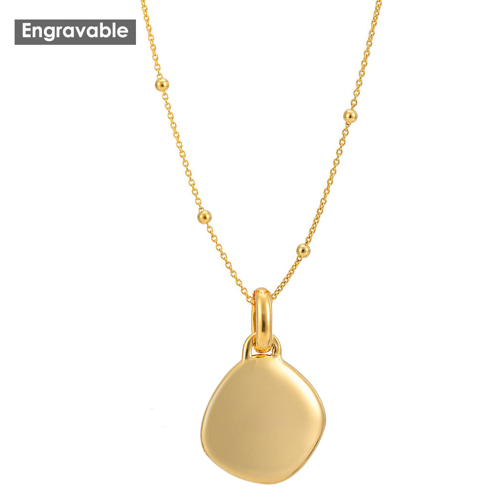 Lena Pebble Necklace with Beaded Chain, Gold Vermeil