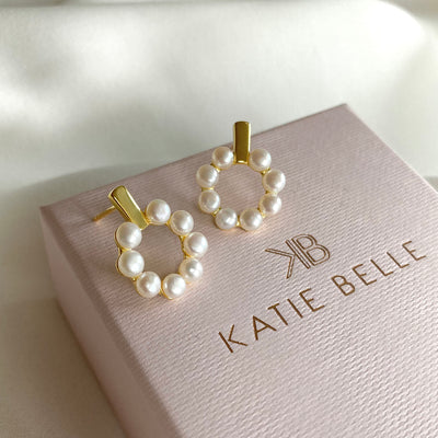 Pearl Halo Earrings, Gold Vermeil