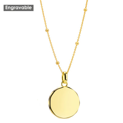 Rhea Faceted Edge Pendant Necklace with Beaded Chain, Gold Vermeil