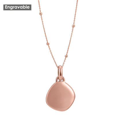 Lena Pebble Necklace with Beaded Chain, Rose Gold Vermeil
