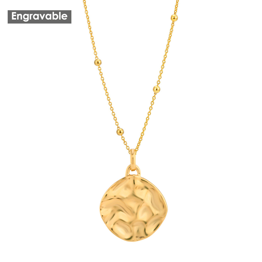 Veda Rippled Pendant Necklace with Beaded Chain, Gold Vermeil